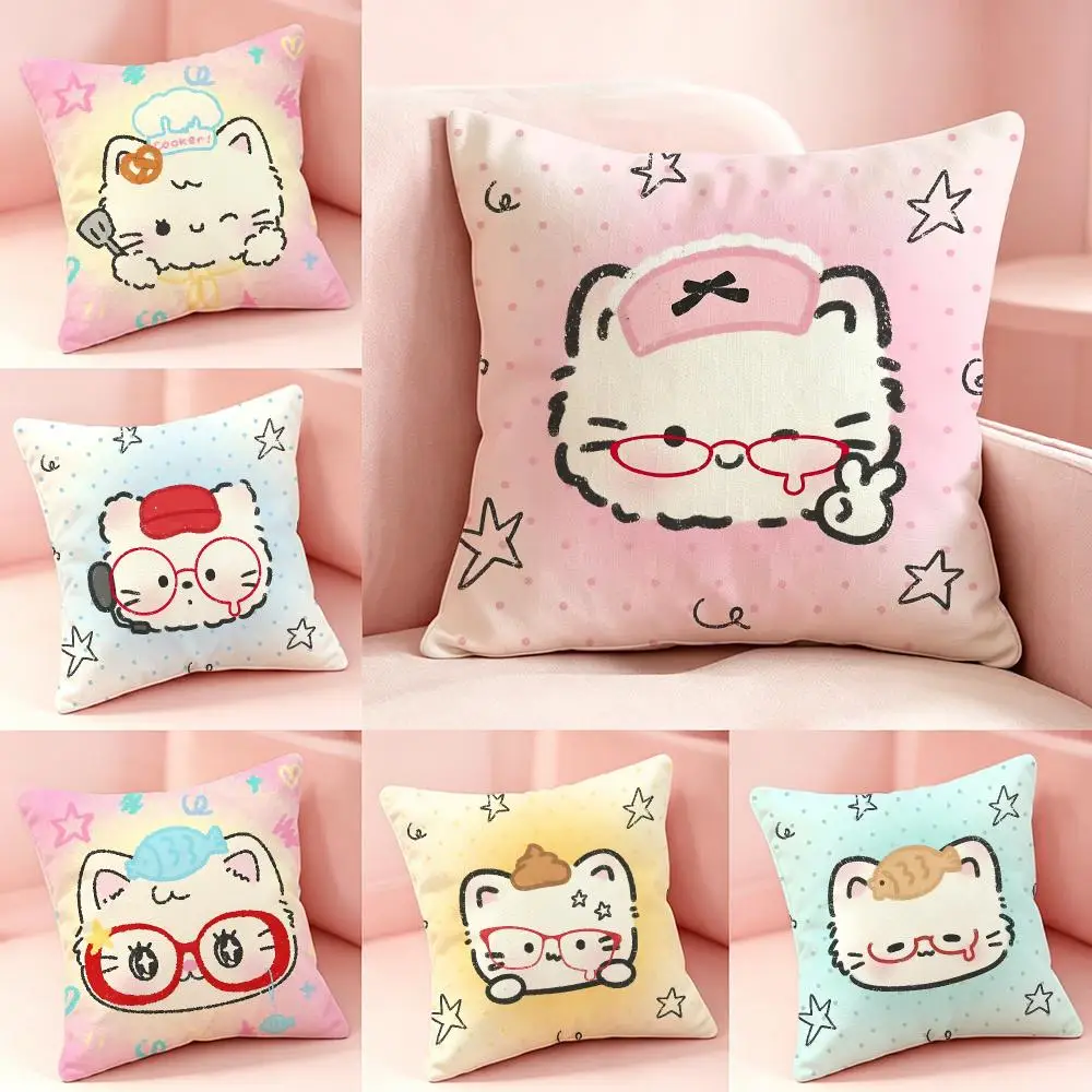 Fish Lover Cat Cushion Cover Pillow Short Plush Pillow Cute Simple Style For Living Room Bedroom Birthday Gift