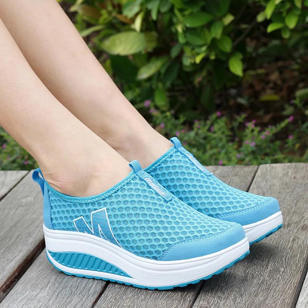 Summer Women Mesh Sneakers Fashion Platform Flat Shoes Women Loafers Breathable Air Mesh Swing Wedges Shoes Zapatillas De Mujer