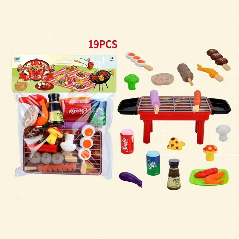 19 Pcs BBQ Barbecue Toys Children's Family Toy Barbecue Stall Paren Child Game