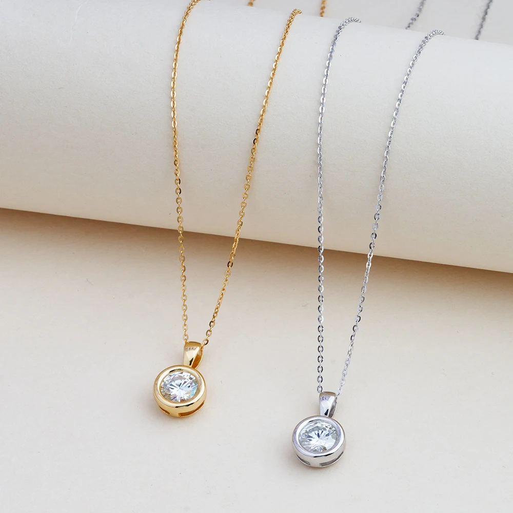 JoyceJelly 2ct Moissanit-Halskette für Frauen, S925-Sterlingsilber-Anhänger, Schlüsselbeinkette für Hochzeit, weiblicher Luxus-Halsschmuck – Detail 20