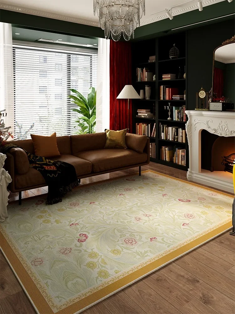 

Flower Artistic Retro Carpet Large Size Luxurious Rug Home American Living Room Carpets Floral Decoration Bedroom Anti-Slip Rugs