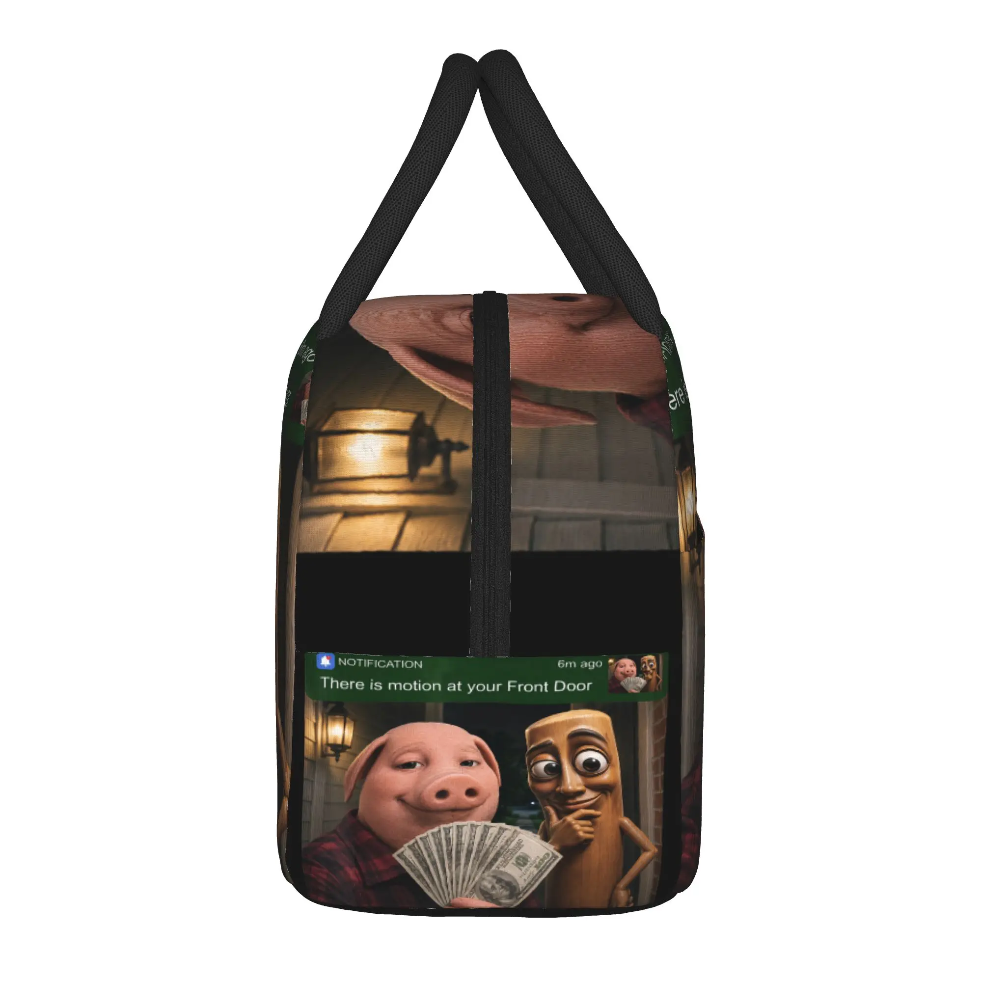 Tung Tung Tung Sahur John Pork Motion at Your Front Door Lunch Bag  Portable Zipper Lunch Box Child Picnic Custom Cooler Bag