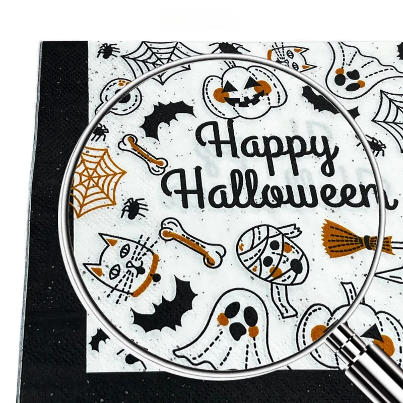 Halloween Spooky Bat Tissue Cocktail Napkins Food Grade Printed Tissue Paper Paper Napkins Napkins Decoupage 20pcs