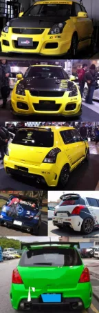 New TX   Version of the Big Encirclement for 05~13 Suzuki Swift Modified with Bumper Cut-Outs and Exhaust