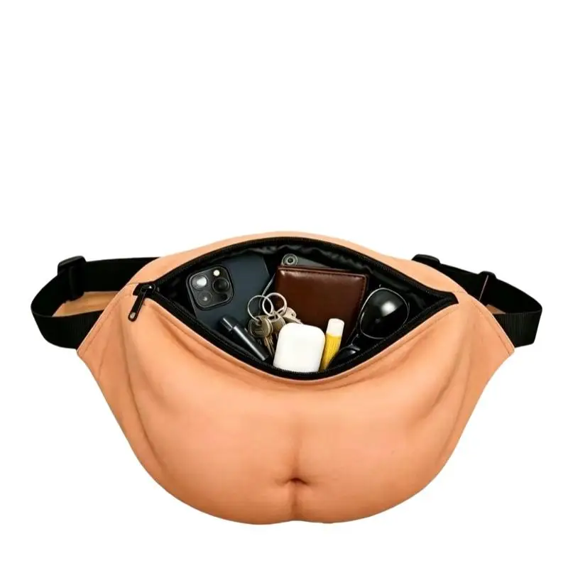 Realistic Funny Belly Waist Fanny Pack Adjustable Strap Wear-resistant for Halloween Cosplay Event Use
