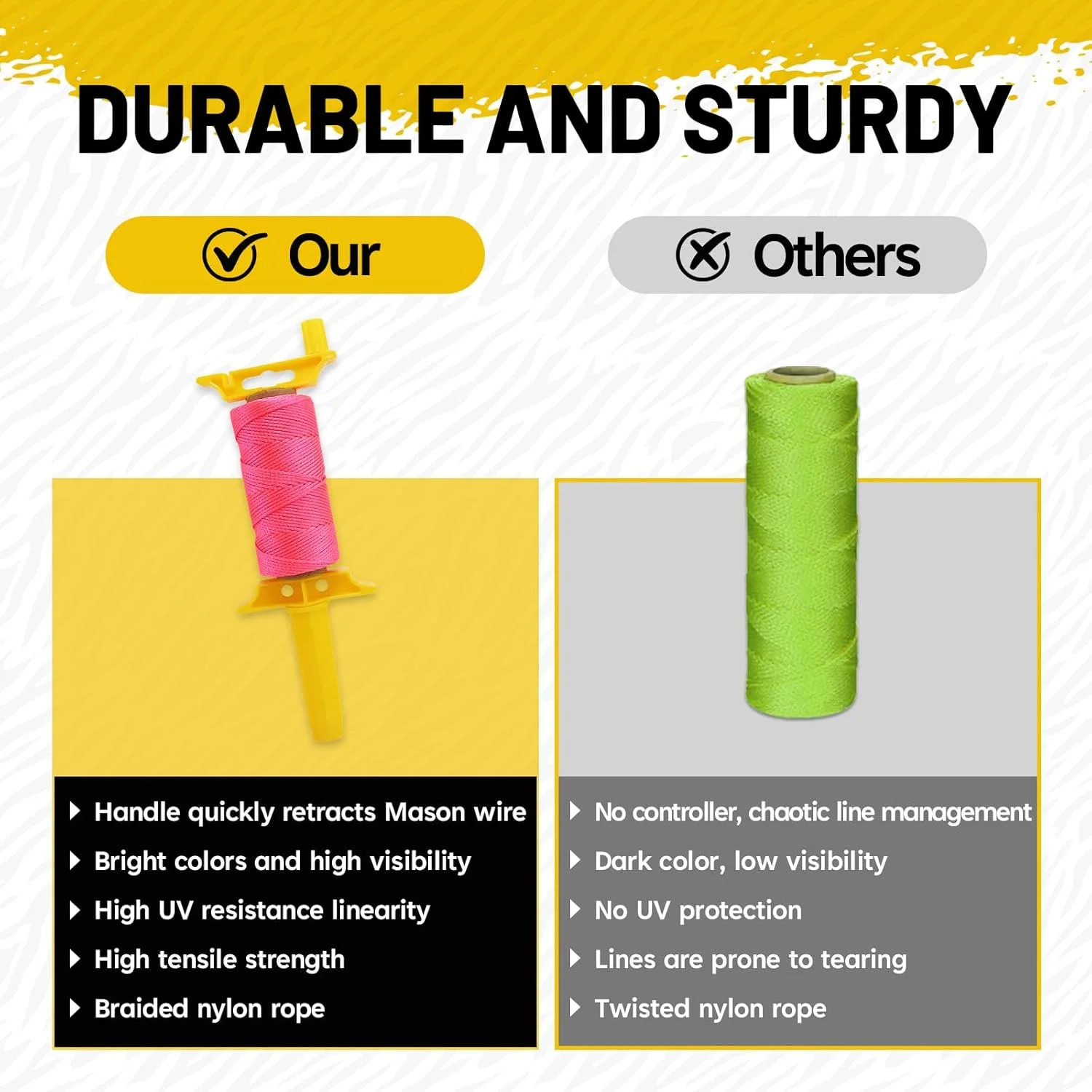 2PCS 18# 250F Handle-Style Mason Line - Architectural Line for Gardening, Construction, Kite Flying & DIY Multi-Purpose Applicat