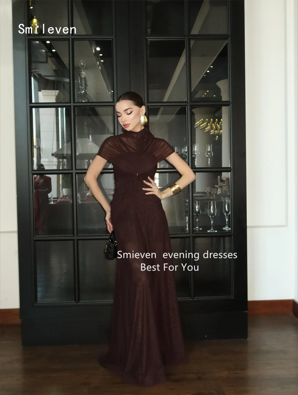 Smileven Luxury Brown Mermaid Prom Dress Scoop Evening Gowns Elegant Occasion Dress Customized 2026