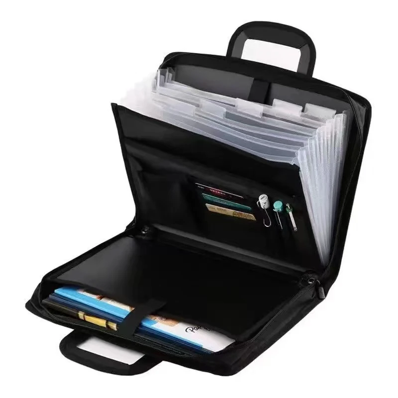 Multifunctionele Koffer Draagbare Canvas Documenttas Waterdichte Meerlaagse Archiefmateriaal Organizer Etui Accessoires Benodigdheden