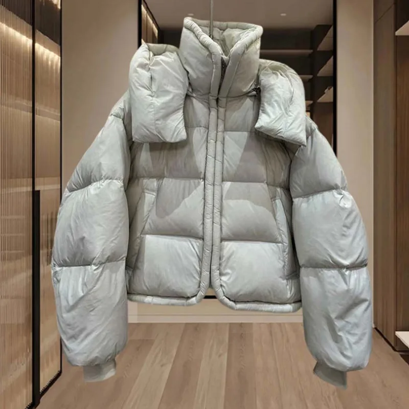 

Корейский стиль, хлопковая куртка с капюшоном, женская короткая свободная толстая теплая куртка для хлеба, Новое зимнее поступление, женская верхняя одежда с воротником-стойкой