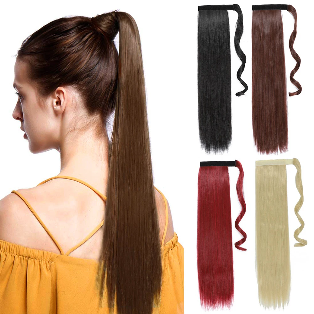 

Ponytail Extension Premium Synthetic Long Straight Clip in Ponytail Extensions 18&24 Inches Wrap Around Magic Paste Hairpieces