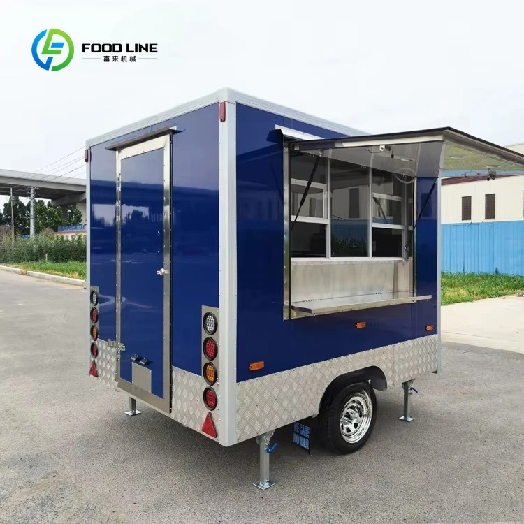 Customized Mobile Coffee Bar Trailer Fully Equipped Small Hot Dog Ice Cream Cart Concession Trailer Food Truck with Full Kitchen