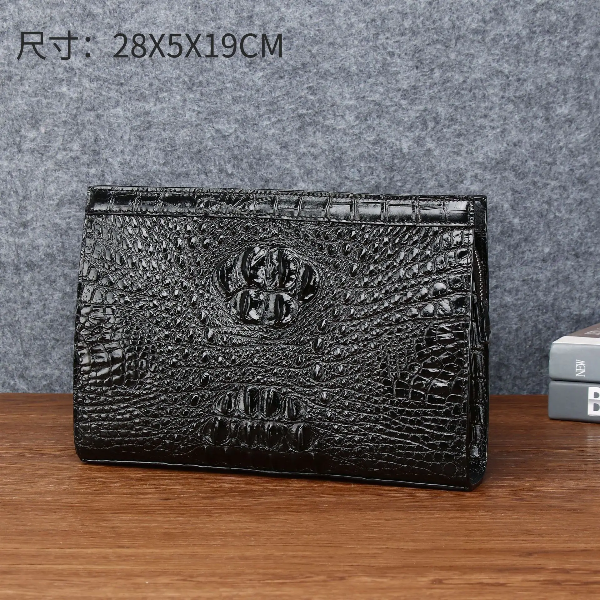 New Crocodile Bone Pattern Men's Large Capacity Business Bag Genuine Bag Real Leather Handbag Classic Fashion Trend Male Wallet