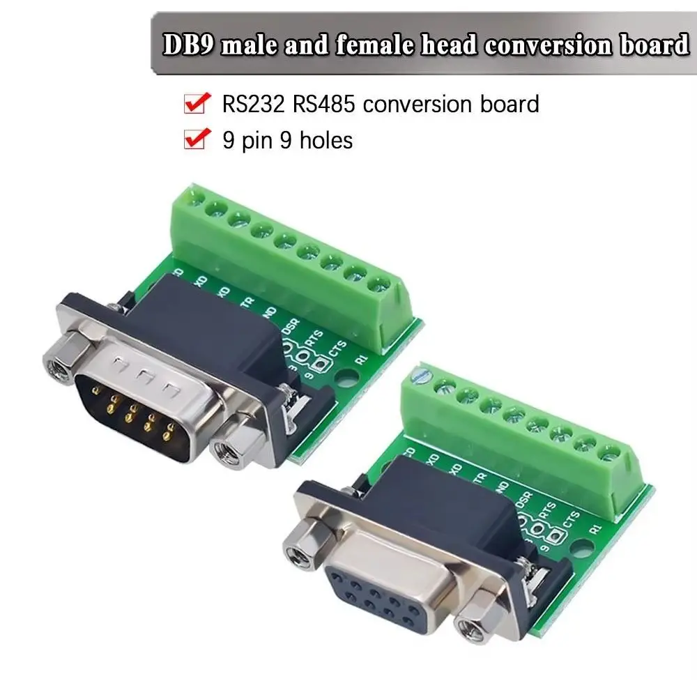 4Pcs Plug Socket RS232 RS485 Conversion Board Solderless 9-Pin 9-Hole Male Female Head To Screw Terminals Welding Free DB9