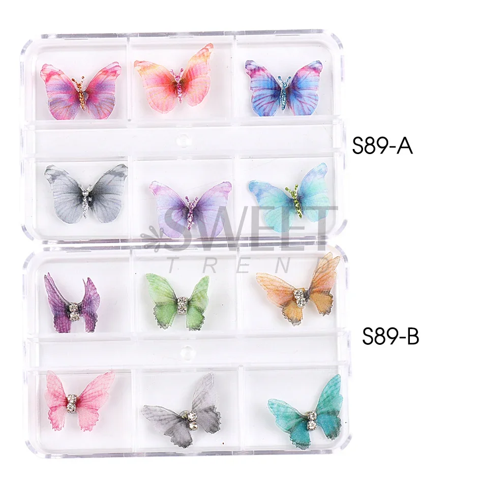 6pcs 3D Butterfly Nail Charms Magnets Decoration 2023 Double Mesh Tulle Butterfly Ornaments Stickers for Nails  Accessories