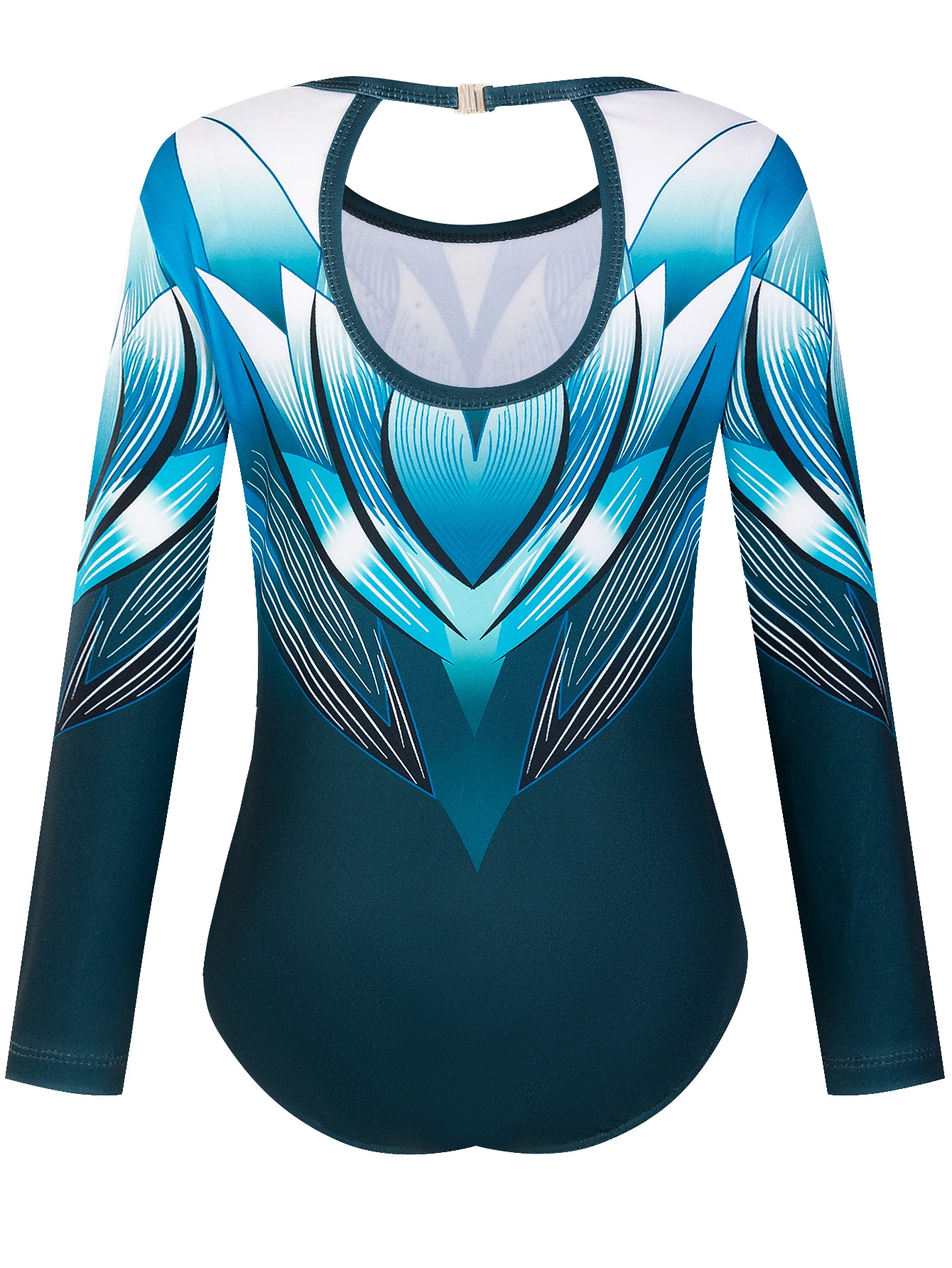 Sweet and Luxurious Style Rhinestone Floral Print Gymnastics Outfit 3-Piece Set (Leotard + Shorts + Hair Tie) Girls' Gymnastics Practice Outfit with Round Neck and Back Cutout Design, High Elasticity Long-Sleeve Gymnastics Outfit, Sports-Specific Clothing