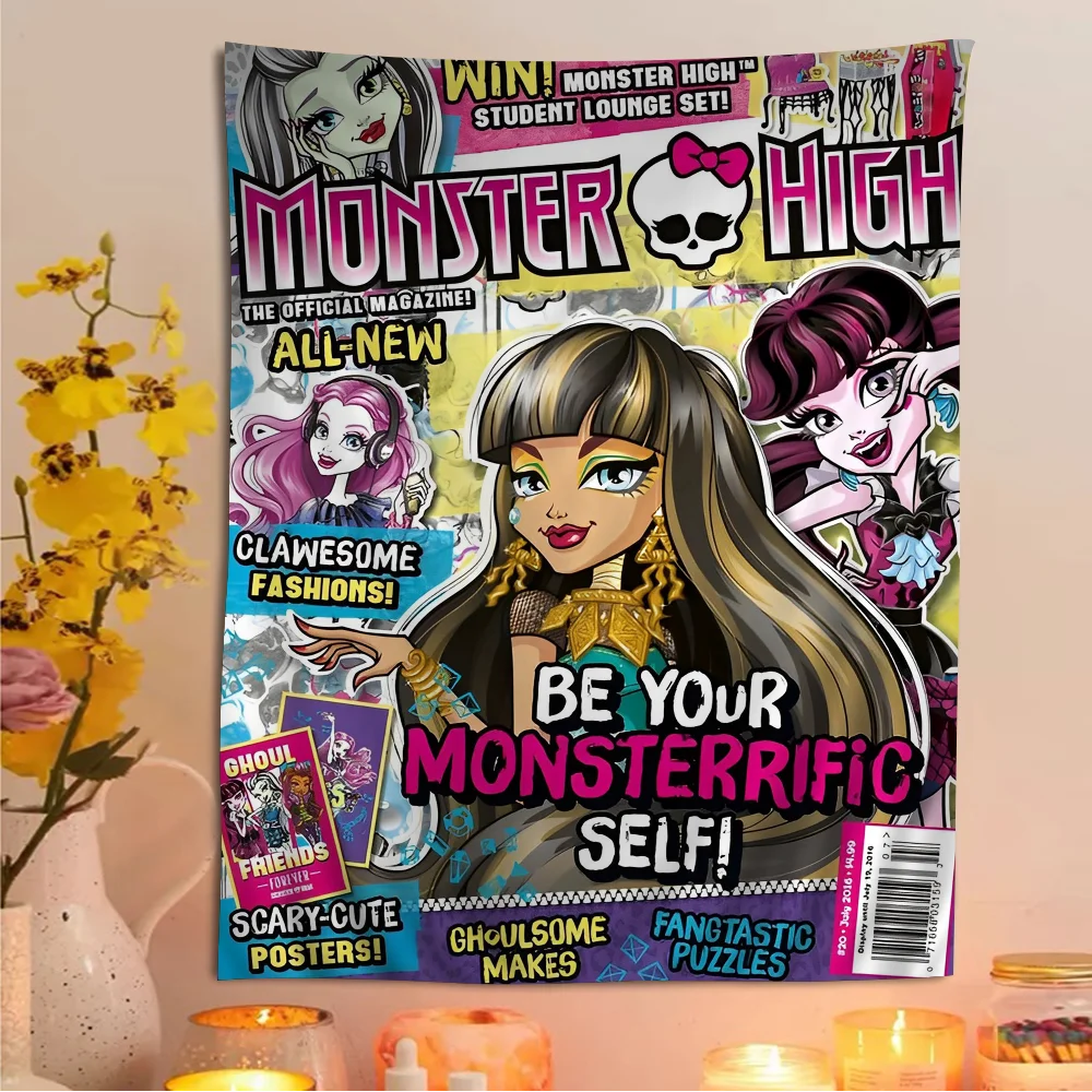 مخطط دمية كرتوني نسيج لغرفة المعيشة ، أزياء فتاة M-Monster H-High ، ديكور النوم ، ديكور المنزل الفني #1