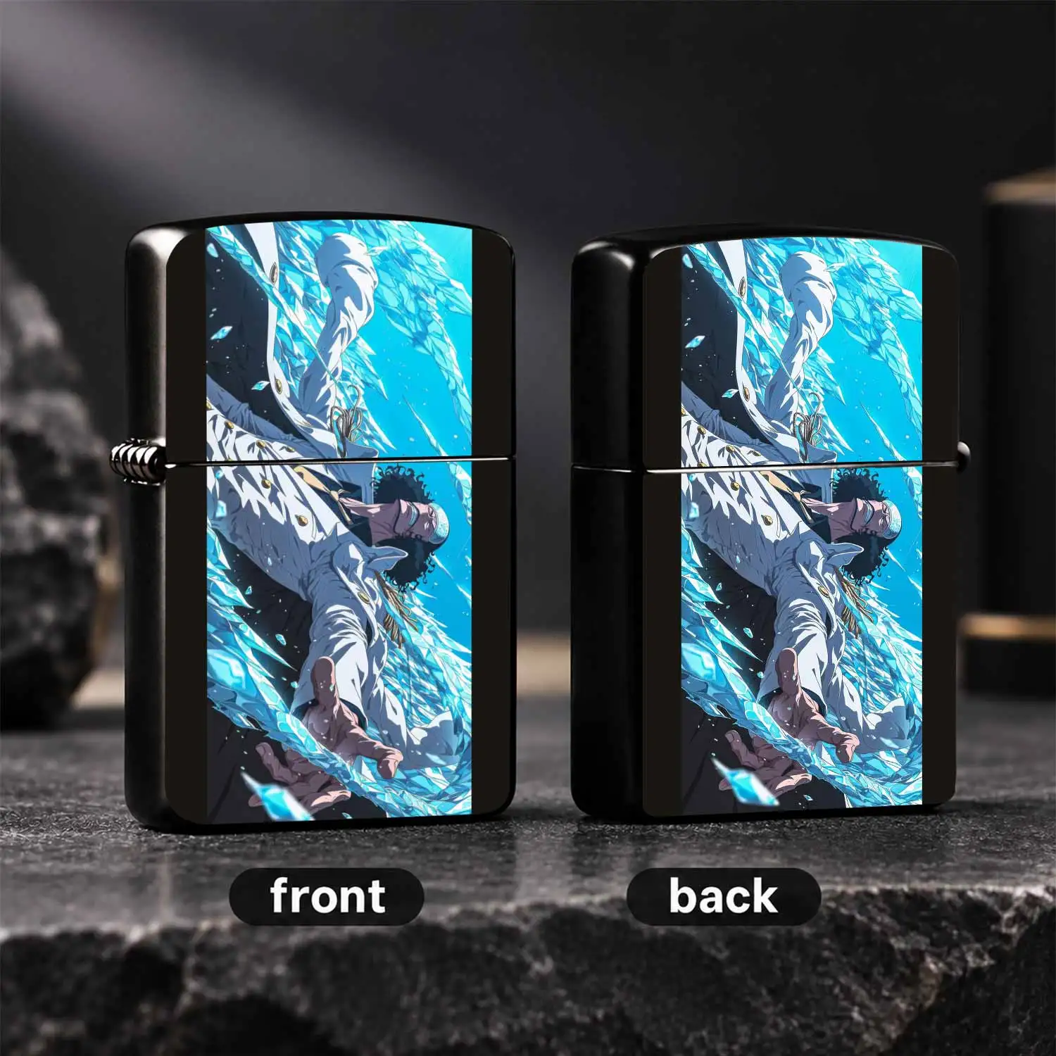 Voyager Style Kuzan Themed Portable Igniter, Cool Ice Blue Visual Design Inspired By Anime, Suitable For All Daily Scenarios, Perfect For Gifting And Collection, Exquisite Clear Printed Pattern, Durable To Use, Stylish Personalized Carry-On