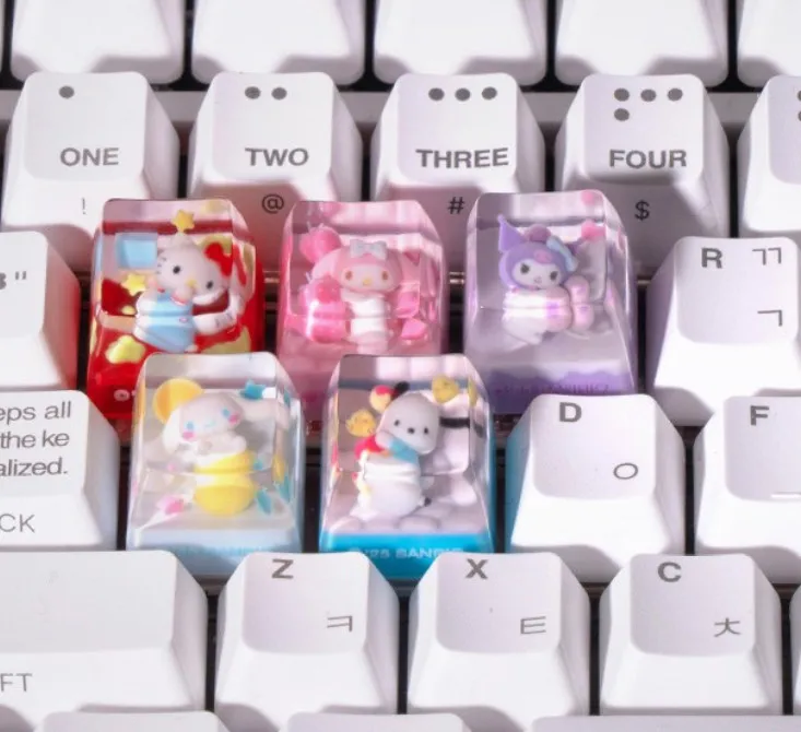 Sanrio Hello Kitty Melody Mechanical Keyboard Epoxy Keycap Transparent Transparent Personalized Keycap