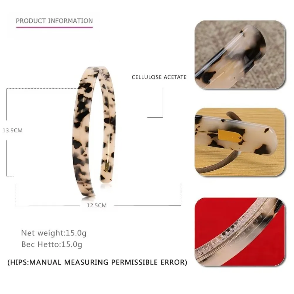 Fashion Tortoiseshell Hair Band Acetate Strong Hold Grip Headband Non-slip Flexible Hair Accessories view 5