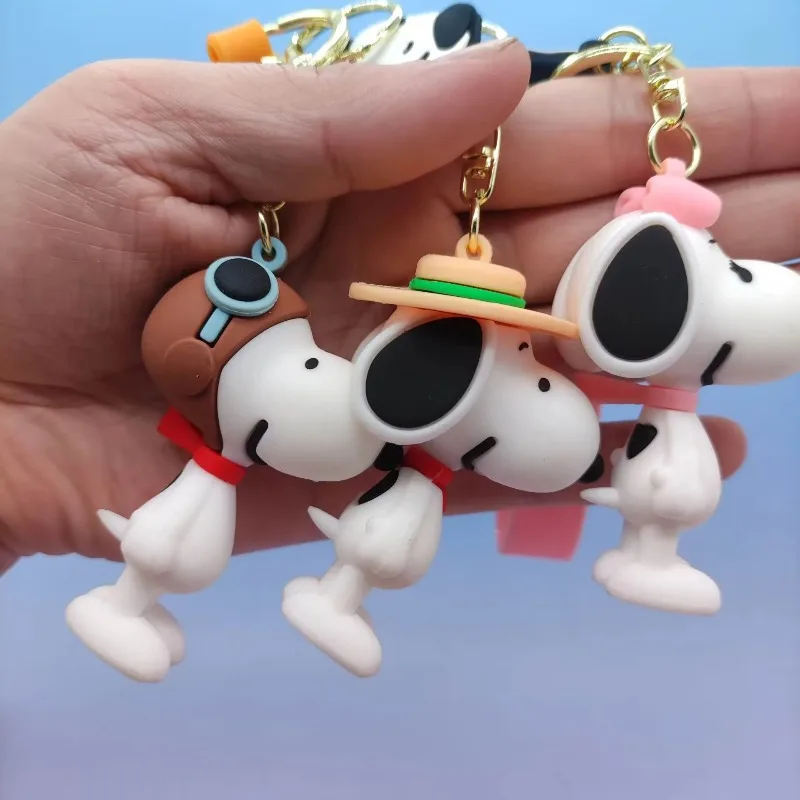 Snoopy cute doll mobile phone keychain pendant silicone car backpack couple key ring bag pendant creative keychain