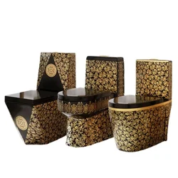 Household Luxury Mute Color European-Style Flush Stool Personality Black Gold Electroplating Super High Deodorant