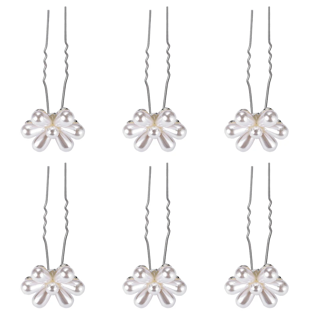 

6Pcs Pearl Hairpin Stylish Headwear Bride Fashionable Headdress Unique Hair Accessories Women Wedding Party Prom Hairstyling