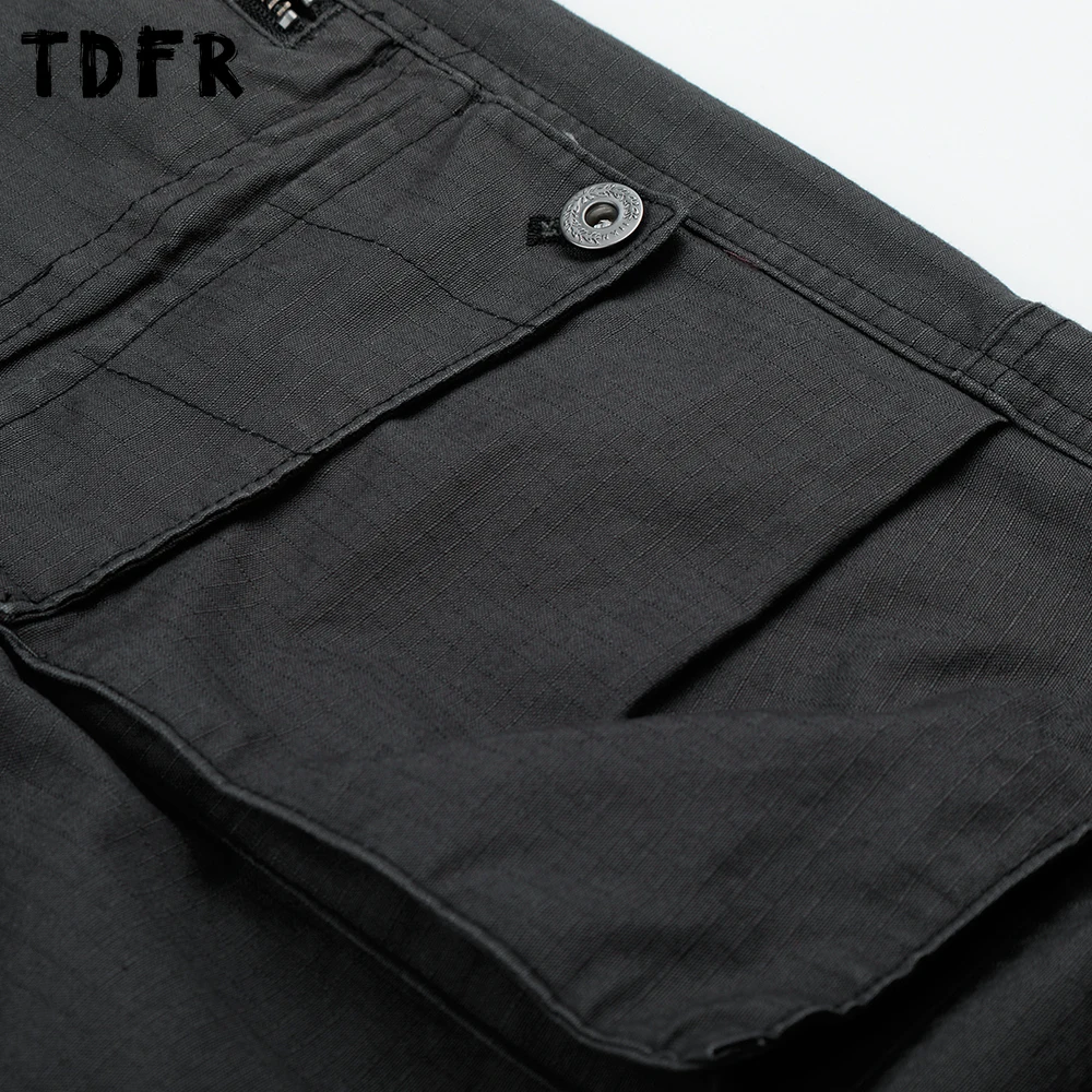 Multi-Pocket Cargo Pants Mens Zipper Decoration Solid Color Safari Style Baggy Straight Trousers Man
