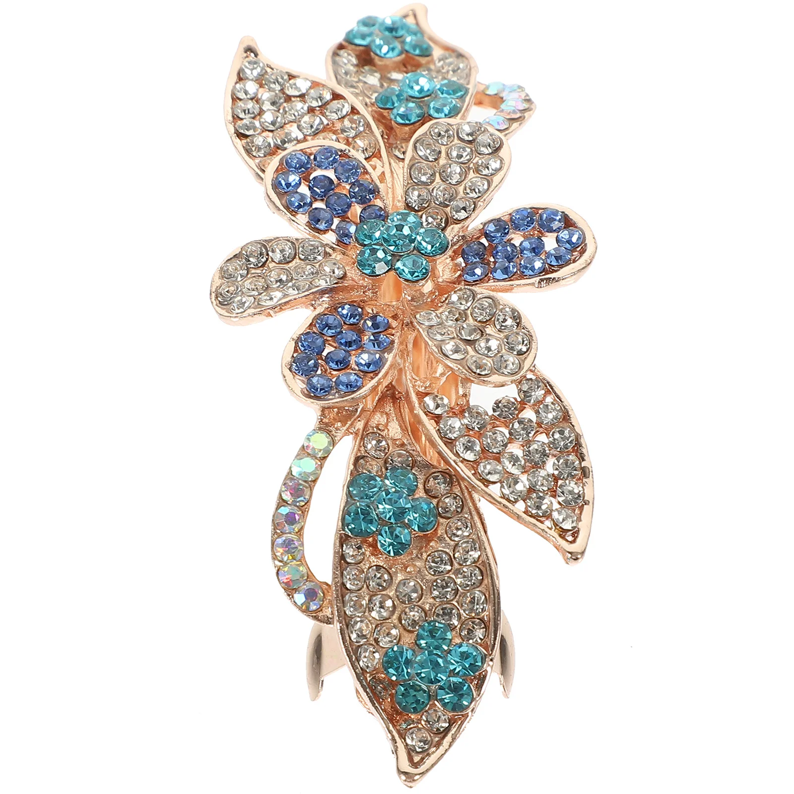 

Rhinestone Flower Clip Spring Barrette For Women Thick Bridal Accessories Metal Hair Clips Sparkle Hair Styling Barrettes