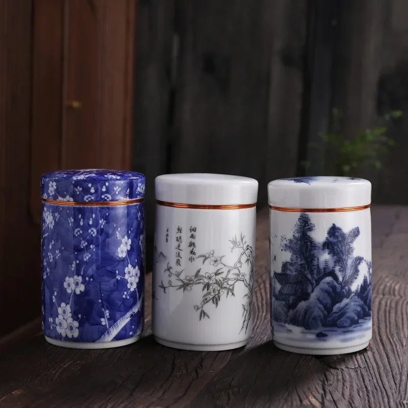 

Porcelain Tea Pot Cylindrical Cosmetic Beans Storage Bottle