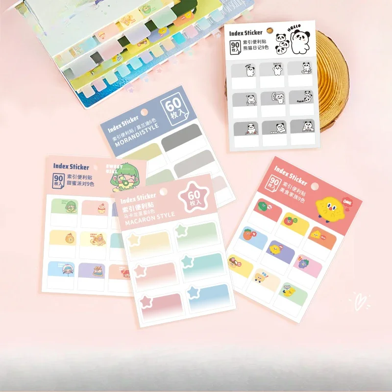 60/90/180PCS Index Tabs Multicolor Classification Stickers Stationery Index Label Memo Notebook Stickers Notes