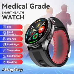 2025 New Medical Grade Smart Watch Air Pump Ecg Blood Pressure Airbag Health Watch Uric Acid Blood Lipids Watch With NFC