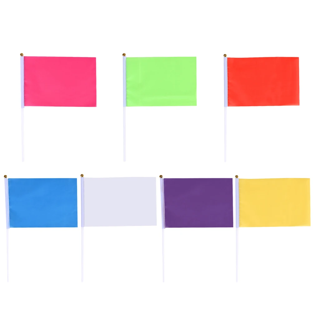 

Small Bunting Flag Mini Flags Hand Waving Banner Stick Coloured Held Five Colors Durable Polyester Plastic Sticks Round Top