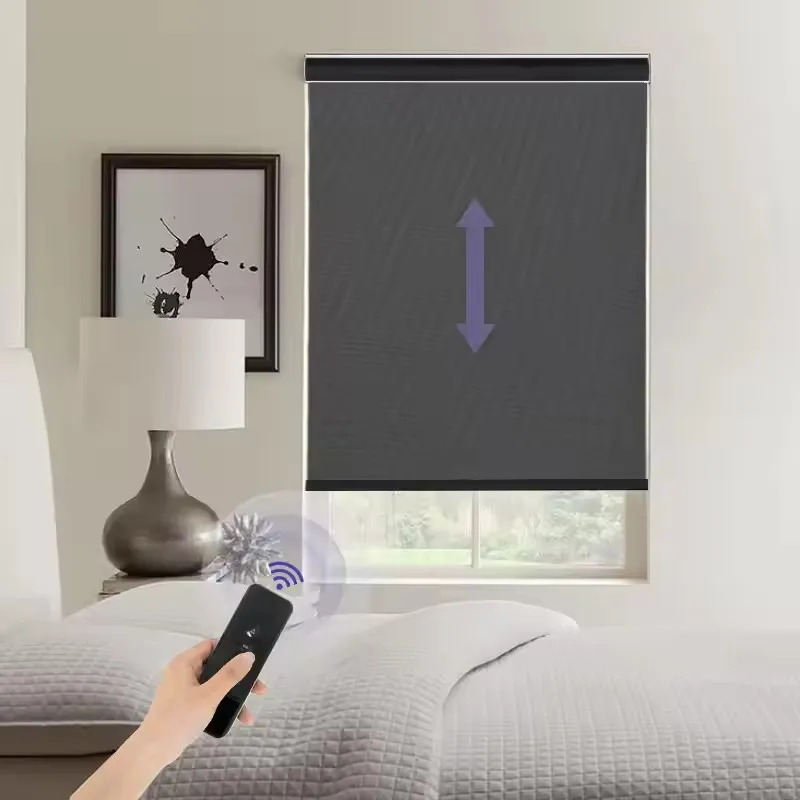 Customizable Window Blinds 100%Blackout Fabric Homekit Motor Connect Directly Apple Products Motorized Roller Blinds For Bedroom