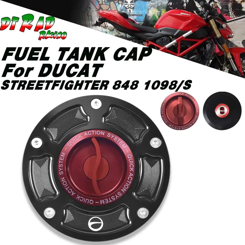 

Motorcycle Quick Gas Race Fuel Filler Cover For DUCATI STREETFIGHTER 848 1098/S With Key Lockable Aluminum Gasoline Tank Cap