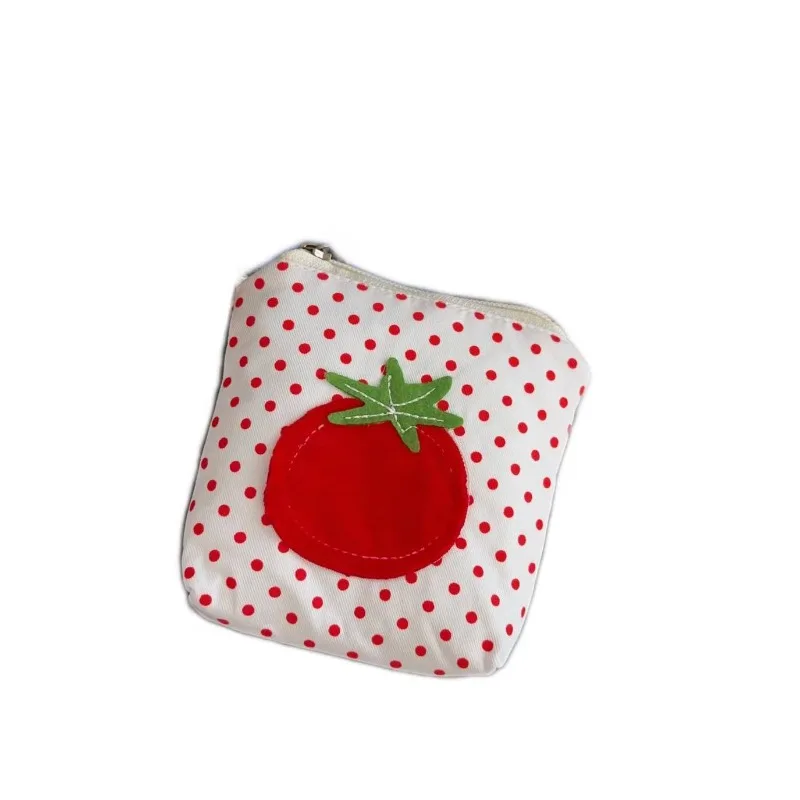 Tomato Style Coin Purse Red Polka Dot Mini Money Wallet Cute Korean Style Small Change Lipstick Earphones Storage Purses Bags