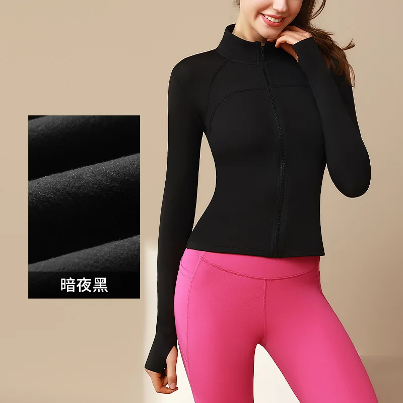 Jaket olahraga wanita, setelan Fitness Slim Fit, atasan lengan panjang, musim gugur, musim dingin, baru