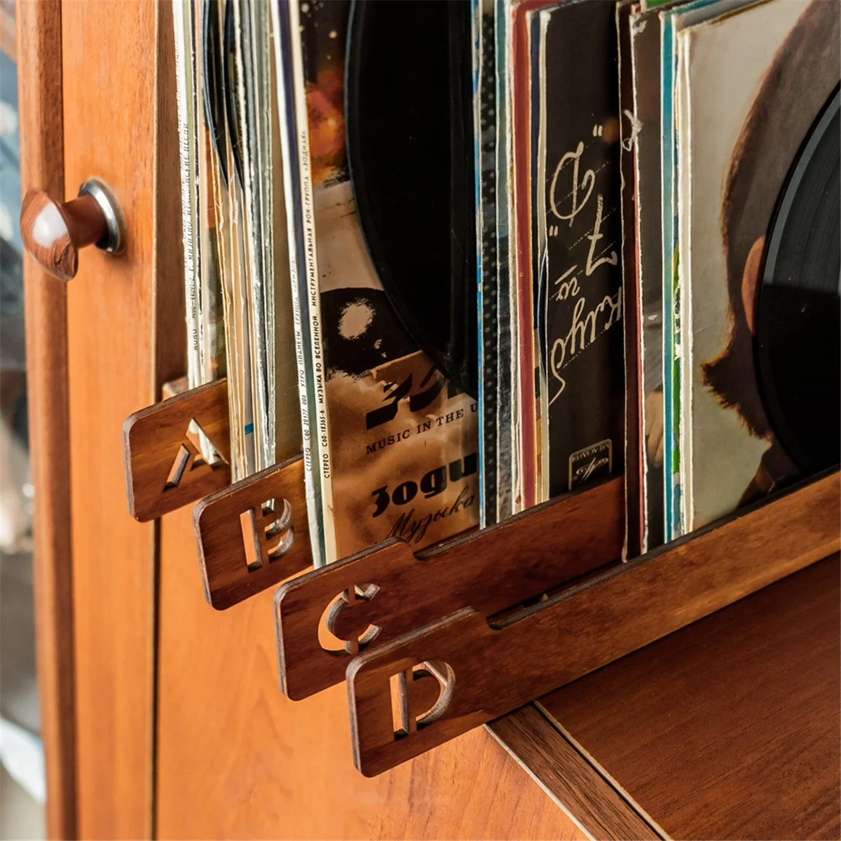 26PCS Wood Record Dividers, Alphabetical Vinyl Record Storage Dividers A-Z, Record Holder Organizer Guides