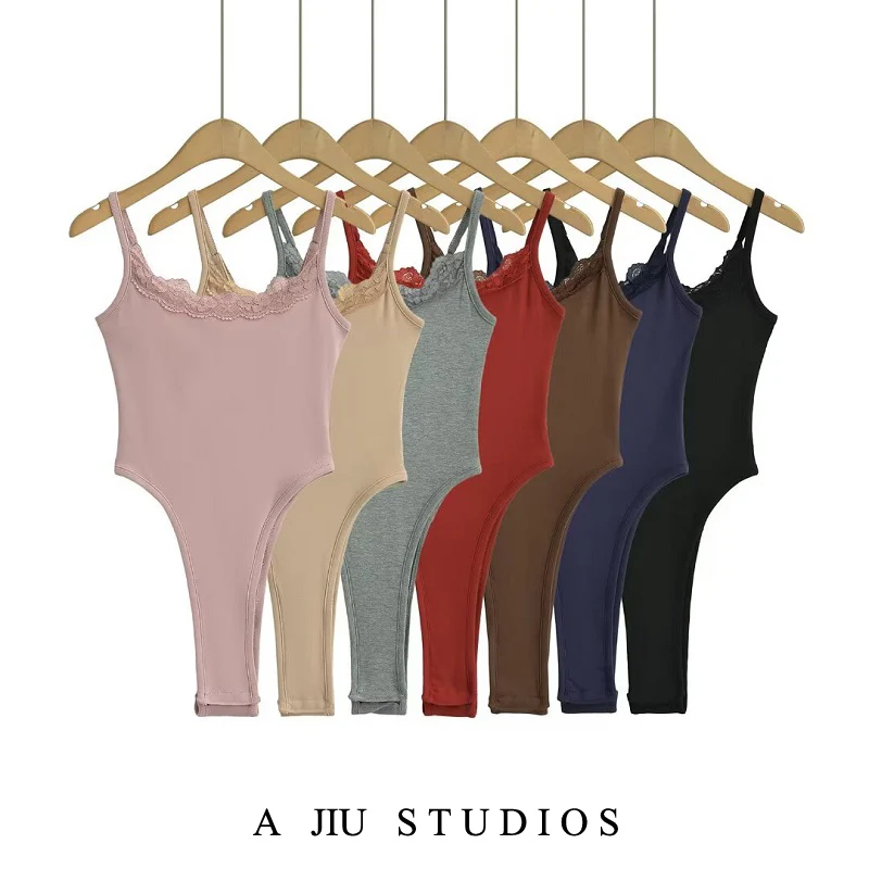 เสื้อชั้นในลูกไม้ Street Sle สำหรับผู้หญิง ทรงเข้ารูป เอวสูง หรือเสื้อท่อนบนแบบเซ็กซี่สำหรับฤดูร้อน ดีไซน์ผ่าข้าง