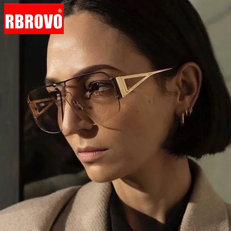 Rbrovo übergroße quadratische Sonnenbrille Frauen randlose hohle Brillen Frauen neue avant gardist ische Retro Sonnenbrille weibliche Gafas de Sol