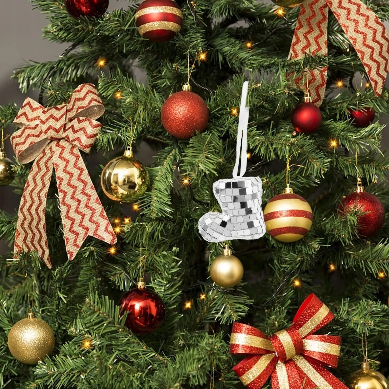 

Glass Xmas Disco Boot Hanging Decor Christmas Tree Party Charm Disco Themed Boot Ornament Christmas Tree Decoration