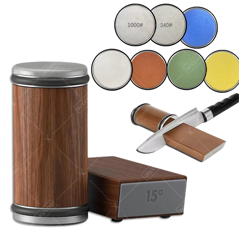 

Профессиональная точилка для ножей, магнитный держатель для ножей, набор точильных камней 15, ° Угловой роликовый нож с градусами, точильный камень