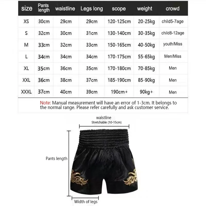 Thai-Boxshorts für Erwachsene, Männer und Frauen, sowie für Kinder – Boxtrainings- und Muay-Thai-Kampfshorts. – Detail 2