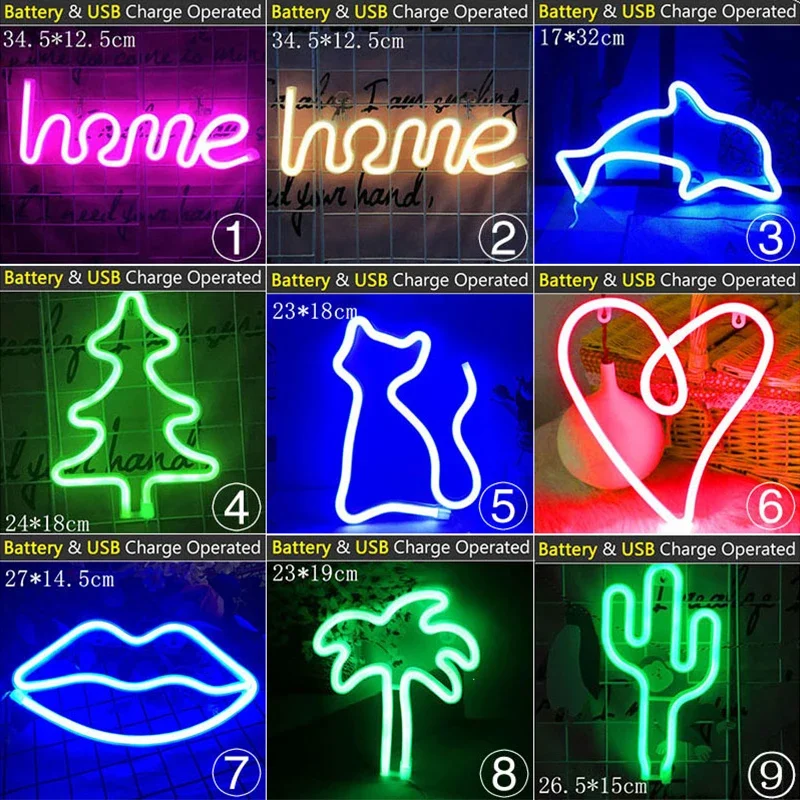 Personalizado Pendurado Neon LED Wall Art, mesa de animais, decoração do quarto, festa em casa e hotel