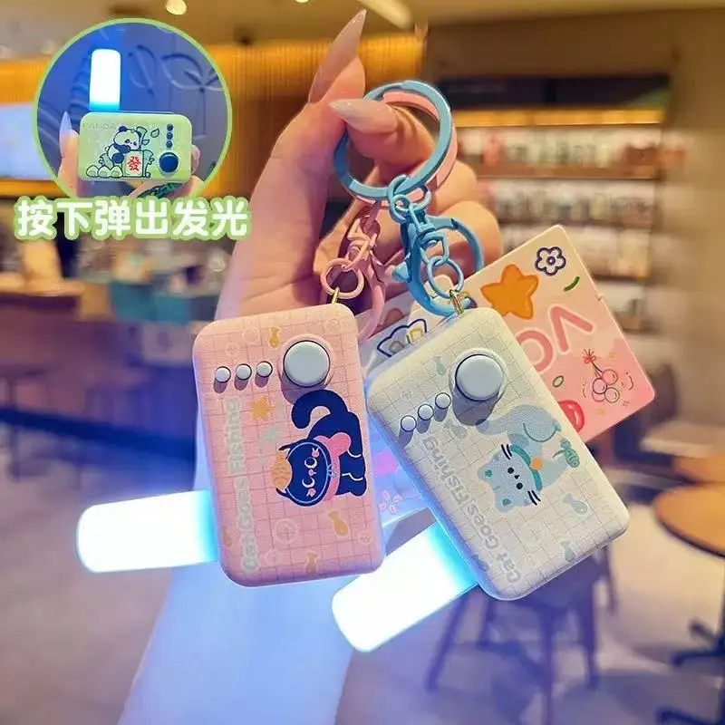 

Creative Cartoon Stress Relief Jumping Light Keychain Cute Glow-in-the-Dark Children's Toy Couple Bag Accessories Gift Wholesale