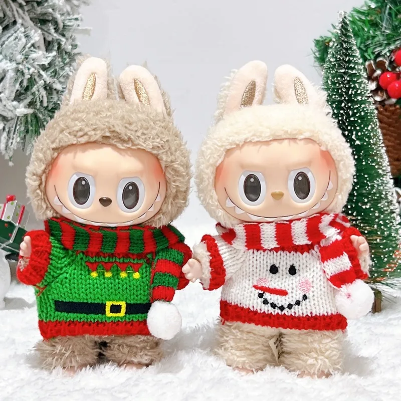 17cm Labubu Clothes Blind Box Universal Sitting Standing Plush Doll Accessories Labubu Designer Clothes Pumpkin costume set