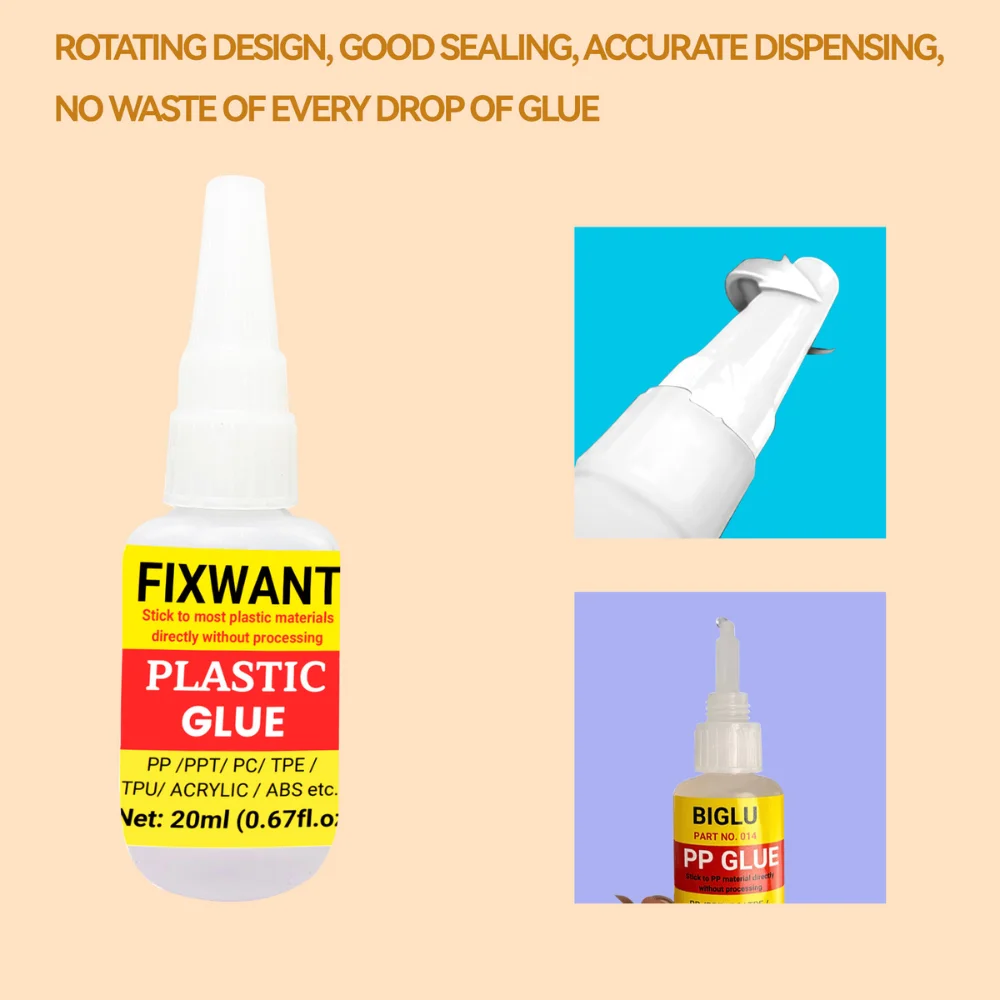 FIXWANT PP Polypropylen/ PPT / PC Polycarbonat/ TPE/ TPU/ ACRYL/ ABS Spezialkleber für Kunststoff ohne Behandlung – Detail 6