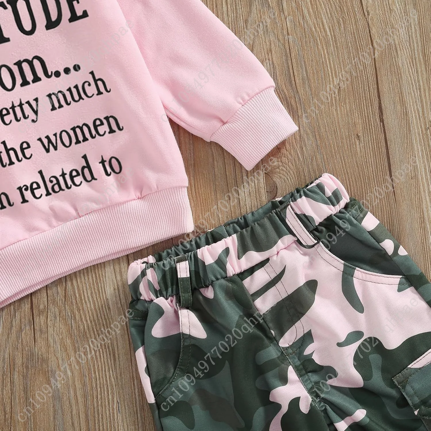 Fernvia طفل الفتيات ملابس 2T 3T 4T 5T الخريف وتتسابق الطفل البلوز البلوز و السراويل المموهة مجموعة الاطفال الشتاء Sweatsuit