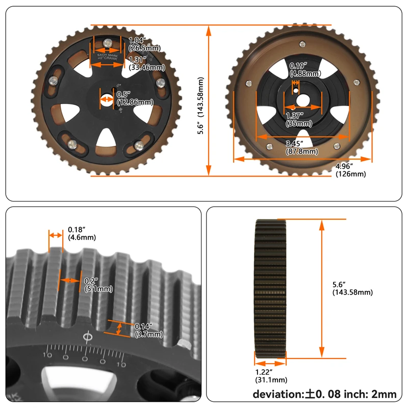 Cam Gears Pulleys Fit for Mitsubishi Lancer EVO1-9 Pajero RVR Canter Dion Airtrek 4G63 4G63T 2L