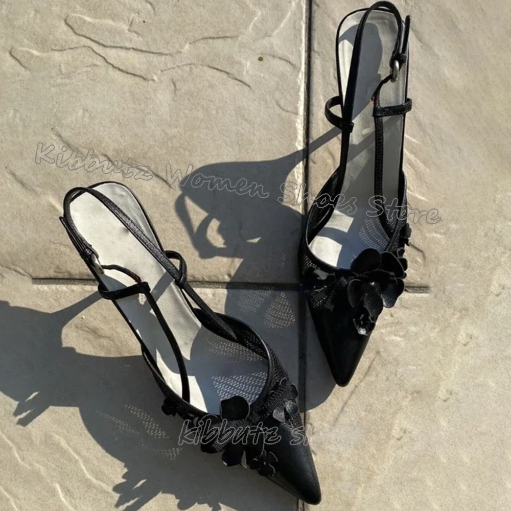 

Flowers Hollow Pumps Elegant Fashion Novelty Sexy Genuine Leather Solid Color Slip-On Party Women Shoes Newest Pointy Thin Heels