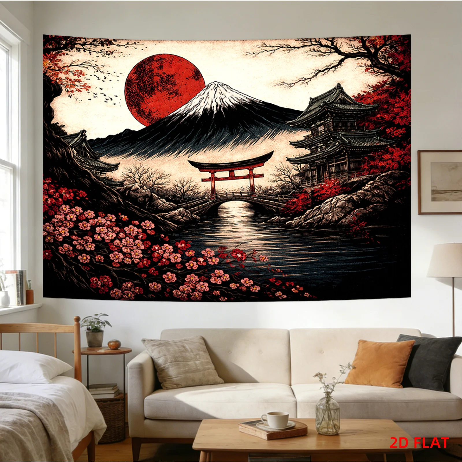 활기 넘치는 일본 후지 사쿠라 태피스트리 벽걸이, 젠 - Home Decor Zen Style 리뷰 및 가격